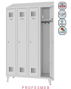 Metalowa szafka ubraniowa MSUM 341v z na nóżkach wyposażeniem elektrycznym i USB - 4 drzwiowa 