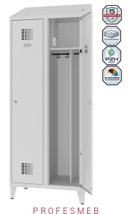 Metalowa szafka ubraniowa MSUM 421v na nóżkach z wyposażeniem elektrycznym i USB - 2 drzwiowa