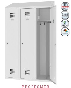 Metalowa szafka ubraniowa MSUM 430v z wyposażeniem elektrycznym i USB - 3 drzwiowa 