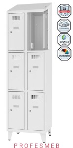Metalowa szafka 6-skrytkowa MSUS 323v na nóżkach z wyposażeniem elektrycznym i USB