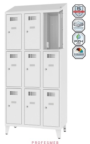 Metalowa szafka 9-skrytkowa MSUS 333v na nóżkach z wyposażeniem elektrycznym Malow Profesmeb.jpg