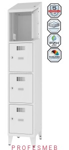 Metalowa szafka 4-skrytkowa MSUS 414v na nóżkach z wyposażeniem elektrycznym i USB