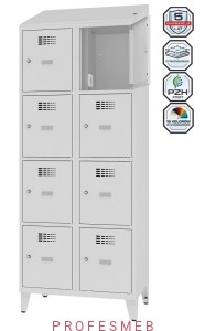 Metalowa szafka 8-skrytkowa MSUS 424v na nóżkach z wyposażeniem elektrycznym i USB