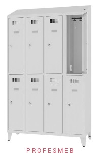 Metalowa szafka 8-skrytkowa MSUS 342v na nóżkach z wyposażeniem elektrycznym i USB