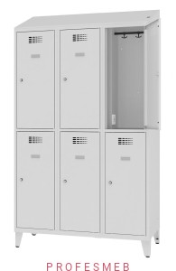 Metalowa szafka 6-skrytkowa MSUS 432v na nóżkach z wyposażeniem elektrycznym i USB