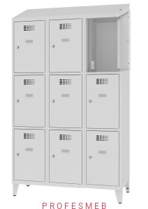 Metalowa szafka 9-skrytkowa MSUS 433v na nóżkach z wyposażeniem elektrycznym i USB