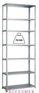 Regał metalowy 300x94x70cm 7 półek 70kg/p malowany skręcany śrubowo na dokumenty w archiwum i do magazynu  