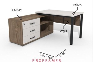 Biurko z Komodą i szufladami oraz maskownica 1200–1600 x1500mm Antrax Texar Btk2n XAR-P1 Wgl1 - Zestaw-4-L   