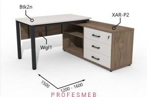 Biurko z Komodą i szufladami oraz maskownica 1200–1600 x1500mm Antrax Texar Btk2n XAR-P2 Wgl1 - Zestaw-4-P    