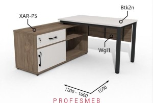 Biurko z Komodą i szufladami oraz maskownica 1200–1600 x1500mm Antrax Texar Btk2n XAR-P5 Wgl1 - Zestaw-6-L  