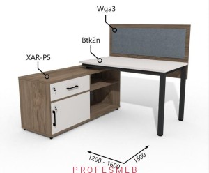 Biurko z Komodą i szufladami oraz przegrodą 1200–1600 x1500mm Antrax Texar Btk2n XAR-P6 Wga3 - Zestaw-9-P