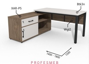 Biurko z Komodą i szufladami oraz maskownica 1400–1800 x1500mm Antrax Texar Btk3n XAR-P5 Wgl2 - Zestaw-15-L