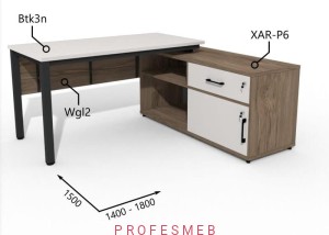 Biurko z Komodą i szufladami oraz maskownica 1400–1800 x1500mm Antrax Texar Btk3n XAR-P6 Wgl2 - Zestaw-15-P 