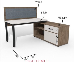 Biurko z Komodą i szufladami oraz przegroda 1400–1800 x1500mm Antrax Texar Btk3n XAR-P6 Wga4 - Zestaw-18-P  