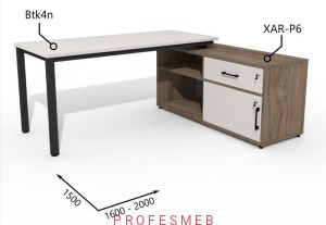 Biurko z Komodą i szufladami 1600–2000 x1500mm Antrax Texar Btk4n XAR-P6 - Zestaw-21-P