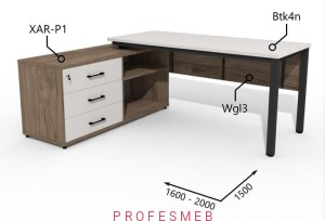 Biurko z Komodą i szufladami oraz maskownica 1600–2000 x1500mm Antrax Texar Btk4n XAR-P1 Wgl3 - Zestaw-22-L  