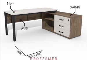 Biurko z Komodą i szufladami oraz maskownica 1600–2000 x1500mm Antrax Texar Btk4n XAR-P2 Wgl3 - Zestaw-22-P  