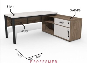 Biurko z Komodą i szufladami oraz maskownica 1600–2000 x1500mm Antrax Texar Btk4n XAR-P6 Wgl3 - Zestaw-24-P