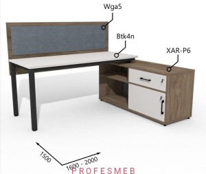 Biurko z Komodą i szufladami oraz przegrodą 1600–2000 x1500mm Antrax Texar Btk4n XAR-P6 Wga5 - Zestaw-27-P