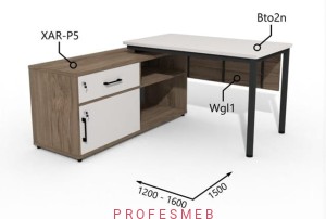 Biurko z Komodą i Szufladami oraz maskownicą 1200–1600 x1500mm Antrax Togar Bto2n XAR-P5 Wgl1 - Zestaw-106-L