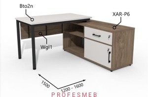 Biurko z Komodą i Szufladami oraz maskownicą 1200–1600 x1500mm Antrax Togar Bto2n XAR-P6 Wgl1 - Zestaw-106-P