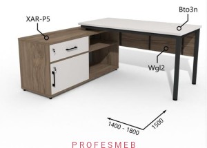Biurko z Komodą i szufladami oraz maskownicą 1400–1800 x1500mm Antrax Togar Bto3n XAR-P5 Wgl2 - Zestaw-115-L