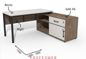 Biurko z Komodą i szufladami oraz maskownicą 1400–1800 x1500mm Antrax Togar Bto3n XAR-P6 Wgl2 - Zestaw-115-P