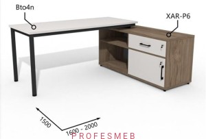 Biurko z Komodą i szufladami 1600–2000 x1500mm Antrax Togar Bto4n XAR-P6 - Zestaw-121-P
