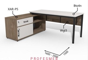 Biurko z Komodą i szufladami 1600–2000 x1500mm Antrax Togar Bto4n XAR-P5 Wgl3 - Zestaw-124-L