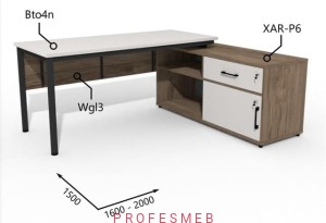 Biurko z Komodą i szufladami 1600–2000 x1500mm Antrax Togar Bto4n XAR-P6 Wgl3 - Zestaw-124-P
