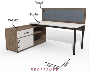 Biurko z Komodą i szufladami oraz przegrodą 1600–2000 x1500mm Antrax Togar Bto4n XAR-P5 Wga5 - Zestaw-127-L