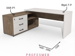 Biurko z Komodą i szufladami 1600–2000 x1500mm Antrax Simplex Btp4-7-P  XAR-P1- Zestaw-207-L