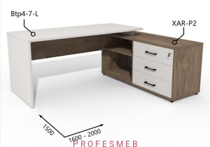 Biurko z Komodą i szufladami 1600–2000 x1500mm Antrax Simplex Btp4-7-L  XAR-P2- Zestaw-207-P