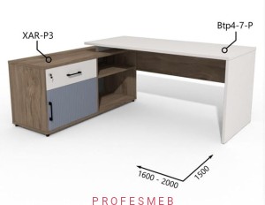 Biurko z Komodą drzwiami przesuwnymi i szufladą 1600–2000 x1500mm Antrax Simplex Btp4-7-P  XAR-P3- Zestaw-208-L