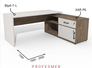 Biurko z Komodą i szufladami 1600–2000 x1500mm Antrax Simplex Btp4-7-L  XAR-P6- Zestaw-209-P