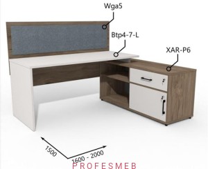 Biurko z Komodą i szufladami oraz przegrodą 1600–2000 x1500mm Antrax Simplex Btp4-7-L XAR-P6 Wga5 - Zestaw-212-P