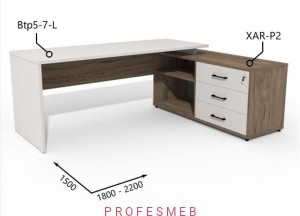 Biurko z Komodą i szufladami 1800–2200 x1500mm Antrax Simplex Btp5-7-L XAR-P2 - Zestaw-213-P