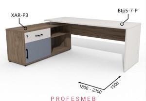 Biurko z Komodą drzwiami przesuwnymi i szufladą 1800–2200 x1500mm Antrax Simplex Btp5-7-P XAR-P3 - Zestaw-214-L