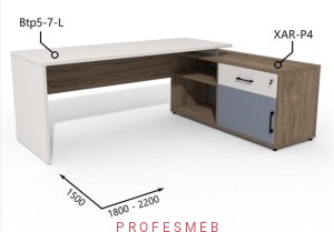 Biurko z Komodą drzwiami przesuwnymi i szufladą 1800–2200 x1500mm Antrax Simplex Btp5-7-L XAR-P4 - Zestaw-214-P