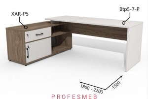 Biurko z Komodą i szufladami 1800–2200 x1500mm Antrax Simplex Btp5-7-P XAR-P5 - Zestaw-215-L