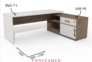Biurko z Komodą i szufladami 1800–2200 x1500mm Antrax Simplex Btp5-7-L XAR-P6 - Zestaw-215-P