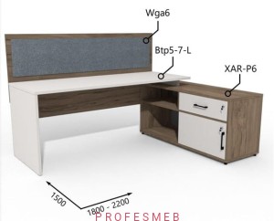 Biurko z Komodą i szufladami oraz przegrodą 1800–2200 x1500mm Antrax Simplex Btp5-7-L XAR-P6 Wga6 - Zestaw-218-P