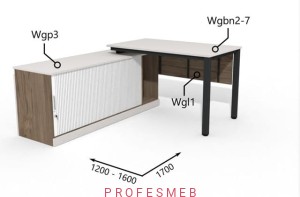 Biurko z komodą żaluzją i półką oraz maskownicą 1200 - 1600 x1700mm Antrax WG | Wgbn2-7 Wgp3 Wgl1 - Zestawy-304-L