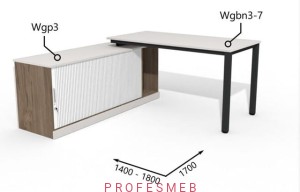 Biurko z komodą żaluzją i półką 1400 - 1800 x1700mm Antrax WG | Wgbn3-7 Wgp3- Zestawy-308-L