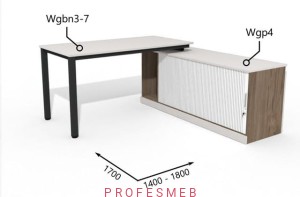 Biurko z komodą żaluzją i półką 1400 - 1800 x1700mm Antrax WG | Wgbn3-7 Wgp4- Zestawy-308-P