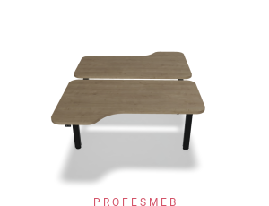 Biurko typu Bench z elektryczną regulacją wysokości blat kształtowy z zaokrąglonymi rogami 1400 x 1890 mm Ogi Drive Bench  