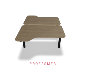 Biurko typu Bench z elektryczną regulacją wysokości blat kształtowy z zaokrąglonymi rogami 1400 x 2090 mm Ogi Drive Bench   