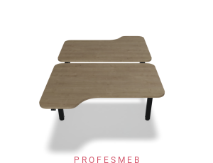 Biurko typu Bench z elektryczną regulacją wysokości blat kształtowy z zaokrąglonymi rogami 1400 x 2090 mm Ogi Drive Bench  