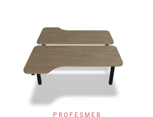 Biurko typu Bench z elektryczną regulacją wysokości blat kształtowy z zaokrąglonymi rogami 1600 x 1890 mm Ogi Drive Bench