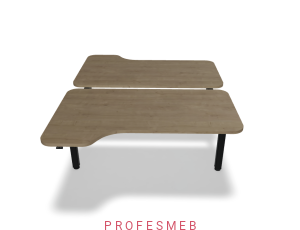 Biurko typu Bench z elektryczną regulacją wysokości blat kształtowy z zaokrąglonymi rogami 1600 x 2090 mm Ogi Drive Bench